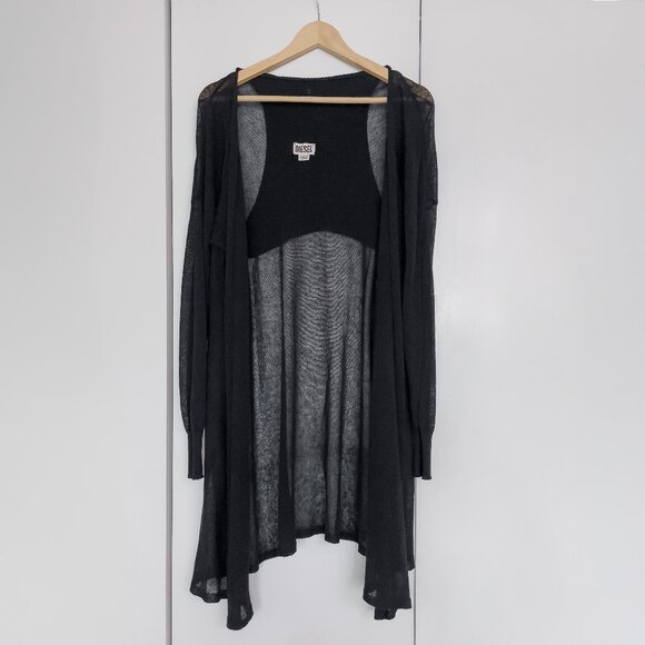 DIESEL Womens Unique Lightweight Cardigan, Black, Size Small - Picture 1 of 7